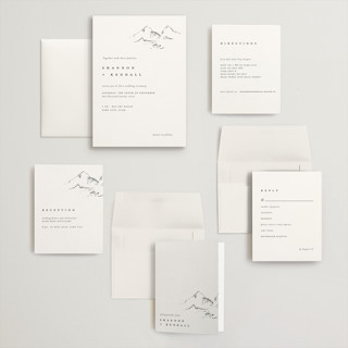 This is a snow wedding invitations with standard by Mere Paper called sketched mountains printing on signature in grand