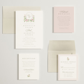 This is a rose wedding invitations with standard by Everett Paper Goods called ocean point printing on signature in grand