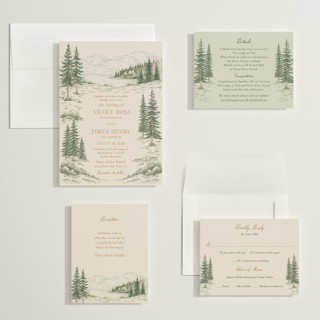 This is a forest wedding invitations with standard by Elly called whispering pines printing on signature in grand