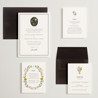 This is a swan wedding invitations with standard by Lori Wemple called botanical cameo printing on signature in grand