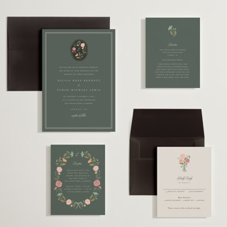This is a winter night wedding invitations with standard by Lori Wemple called botanical cameo printing on signature in grand