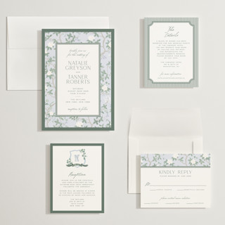 This is a garden wedding invitations with standard by Jenna Holcomb called chinoiserie printing on signature in grand