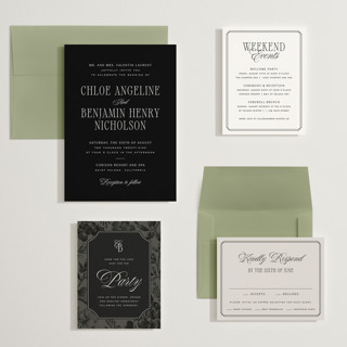 This is a midnight wedding invitations with standard by Kelly Schmidt called woods printing on signature in grand