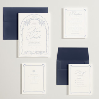 This is a pale cerulean wedding invitations with standard by Sabrin Deirani called ocean dreams printing on signature in grand