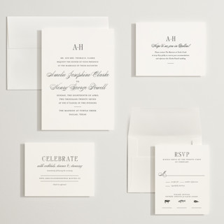 This is a tuxedo wedding invitations with standard by Megan Davis called hepburn printing on signature in grand