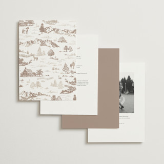 This is a leather wedding invitations with standard by Jenna Holcomb called mountain ranch toile printing on signature in grand