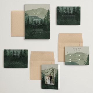 This is a jade wedding invitations with standard by Elly called the forest printing on signature in grand