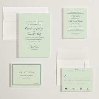 This is a mint wedding invitations with standard by Megan Davis called nola printing on signature in grand
