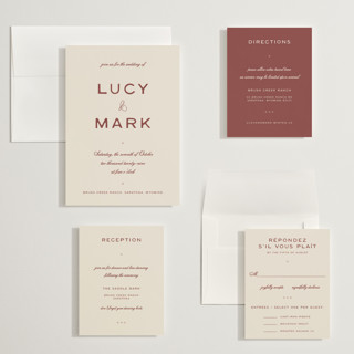 This is a rust wedding invitations with standard by Ani Somi called rose ink printing on signature in grand