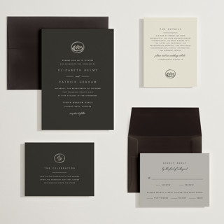 This is a onyx wedding invitations with standard by Amy Kross called aspen knoll printing on signature in grand