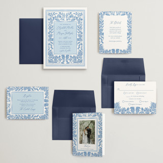 This is a porcelain wedding invitations with standard by Elly called porcelain floral printing on signature in grand