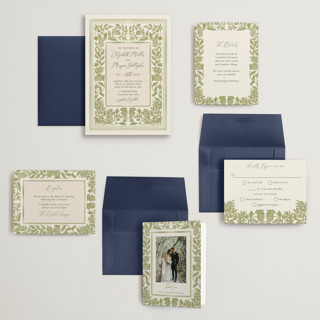 This is a olive wedding invitations with standard by Elly called porcelain floral printing on signature in grand