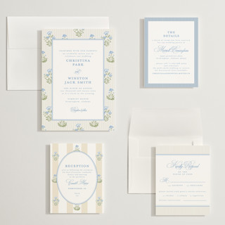 This is a powder wedding invitations with standard by Creo Study called patterned florals printing on signature in grand