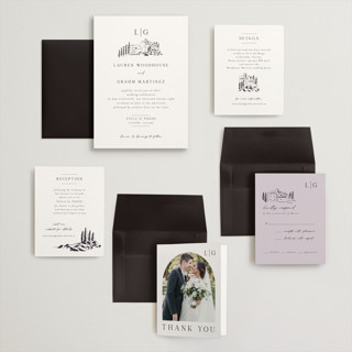 This is a eggplant wedding invitations with standard by Shiny Penny Studio called countryside villa printing on signature in grand