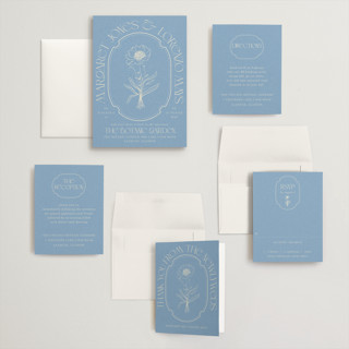 This is a cerulean wedding invitations with standard by Baumbirdy called flora arch printing on signature in grand