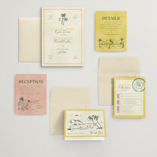 This is a island citrus wedding invitations with standard by Pixel and Hank called coastal drift printing on signature in grand