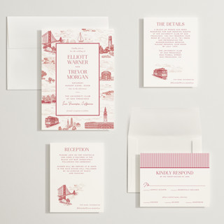 This is a scarlet wedding invitations with standard by Jenna Holcomb called san francisco toile printing on signature in grand
