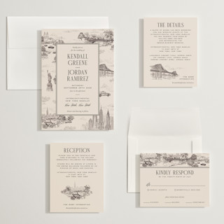 This is a antique wedding invitations with standard by Jenna Holcomb called new york toile printing on signature in grand