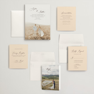 This is a mocha wedding invitations with standard by Benita Crandall called un mariage photographique printing on signature in grand