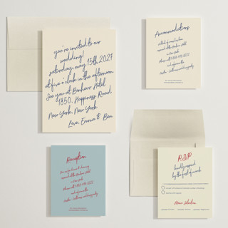 This is a blue velvet wedding invitations with standard by Helena Vitto called handwritten letter printing on signature in grand