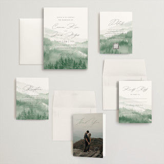 This is a fern wedding invitations with standard by Helen Halik called over the mountains printing on signature in grand