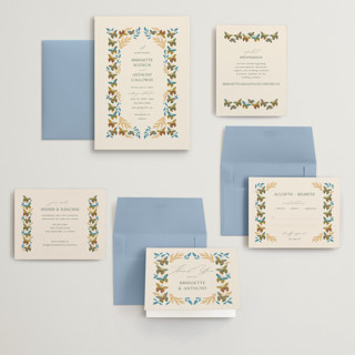 This is a sunset wedding invitations with standard by Jen Owens called flutter printing on signature in grand