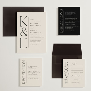 This is a ecru wedding invitations with standard by Erica Krystek called modern monogram printing on signature in grand
