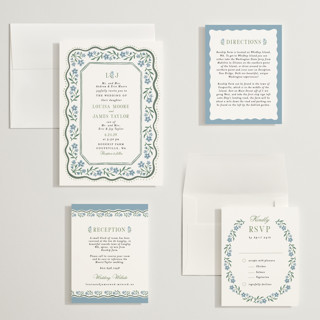 This is a periwinkle wedding invitations with standard by Alethea and Ruth called sweet vintage printing on signature in grand