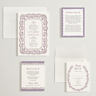 This is a plum wedding invitations with standard by Alethea and Ruth called sweet vintage printing on signature in grand