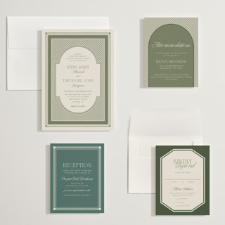 This is a moss wedding invitations with standard by Kelly Watkins called literary printing on signature in grand