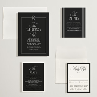 This is a noir wedding invitations with standard by Owl and Toad called sophisticate printing on signature in grand