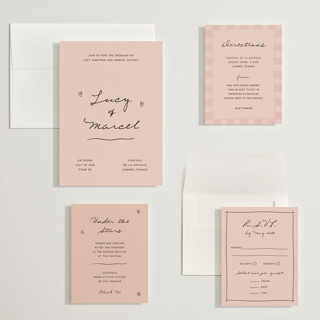 This is a blush wedding invitations with standard by Ani Somi called ballpoint suite printing on signature in grand