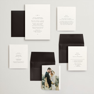 This is a black tie wedding invitations with standard by Phrosné Barwood called traditional love story printing on signature in grand