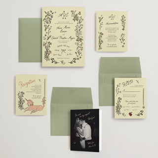 This is a oat wedding invitations with standard by Helena Vitto called love rests in a garden printing on signature in grand