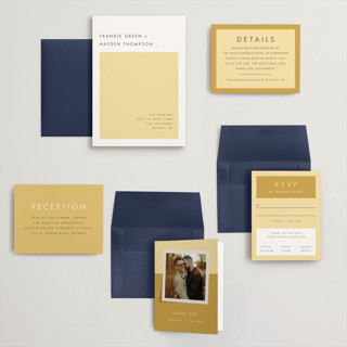 This is a buttercup wedding invitations with standard by Snow and Ivy called colorfield printing on signature in grand