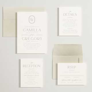 This is a latte wedding invitations with standard by Kristie Kern called the hudson printing on signature in grand