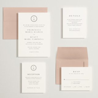 This is a cotton wedding invitations with standard by Stacey Meacham called circle monogram printing on signature in grand