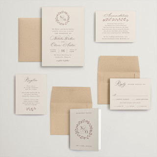 This is a ecru wedding invitations with standard by Hooray Creative called delicate monogram printing on signature in grand