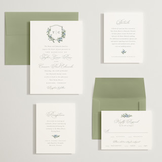 This is a sky wedding invitations with standard by Everett Paper Goods called foliage crest printing on signature in grand