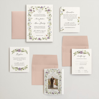 This is a wisteria wedding invitations with standard by Sarah Knight called ornate printing on signature in grand