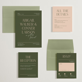 This is a olive wedding invitations with standard by Pixel and Hank called martini printing on signature in grand