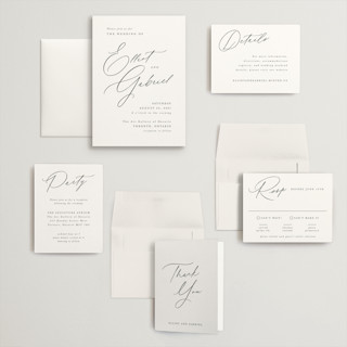 This is a pearl wedding invitations with standard by Hooray Creative called scripted names printing on signature in grand