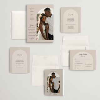 This is a stone wedding invitations with standard by Elly called the arch printing on signature in grand
