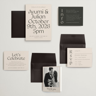 This is a ivory wedding invitations with standard by Melanie Kosuge called ayumi printing on signature in grand