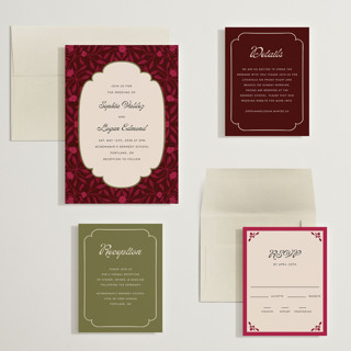 This is a garnet wedding invitations with standard by Morgan Kendall called victorian chic printing on signature in grand