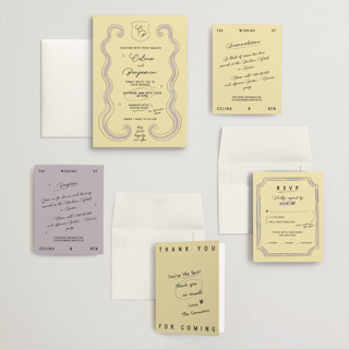 This is a lilac wedding invitations with standard by Helena Vitto called modern fairy tale printing on signature in grand