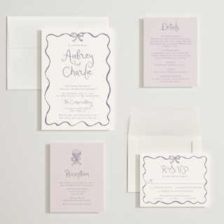 This is a lavender wedding invitations with standard by Cass Loh called quirky fun printing on signature in grand