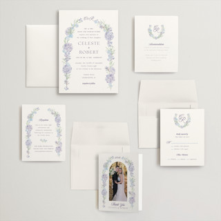 This is a toscana wedding invitations with standard by Claudia Orengo called hydrangea printing on signature in grand