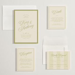 This is a olive wedding invitations with standard by Ellen Schlegelmilch called rory printing on signature in grand