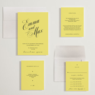 This is a lemon wedding invitations with standard by Ani Somi called in lights printing on signature in grand